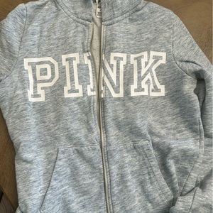 PINK zip up hoodie in blue